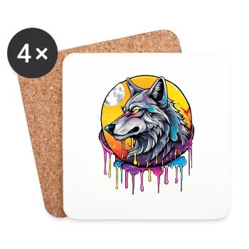 Wolf / Rudel / Wald / Wild / Tierwelt / heulen - Untersetzer (4er-Set) - Weiß - Vorne