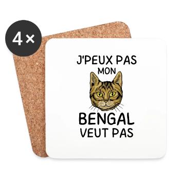 Mon Chat BENGAL ne veut pas - Dessous de verre (lot de 4) - blanc - Devant