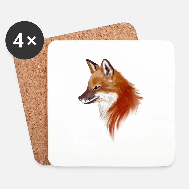 Fuchs Aquarell - Untersetzer (4er-Set) - Weiß