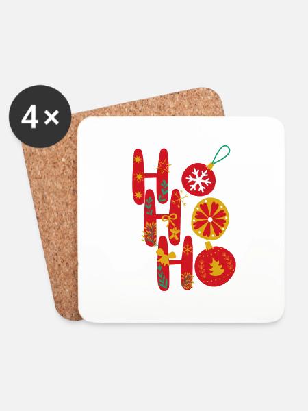 Ho Ho Ho - Untersetzer (4er-Set) - Weiß