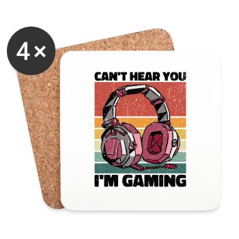 Can't Hear You Im Gaming - Cooles Gaming Design - Untersetzer (4er-Set) - Weiß - Vorne