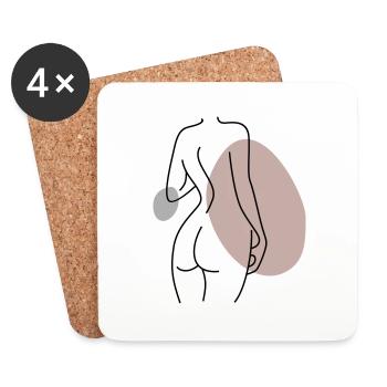 Abstraktes Design Rücken - Untersetzer (4er-Set) - Weiß - Vorne