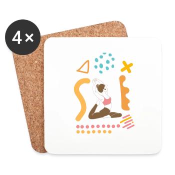 Pilates yoga zen - Dessous de verre (lot de 4) - blanc - Devant