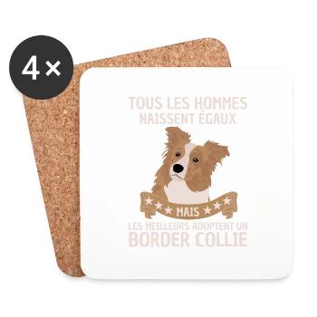les meilleurs hommes adoptent un border collie 1 - Dessous de verre (lot de 4) - blanc - Devant