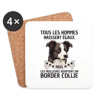 les meilleurs hommes adoptent un border collie - Dessous de verre (lot de 4) - blanc - Devant