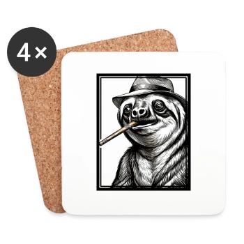 Sloth Noir - Untersetzer (4er-Set) - Weiß - Vorne