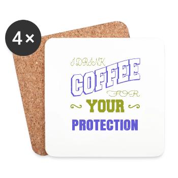café amusant dictons dictons drôles blagues fatigué - Dessous de verre (lot de 4) - blanc - Devant