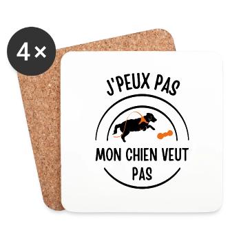 Mon Chien veut pas - Dessous de verre (lot de 4) - blanc - Devant