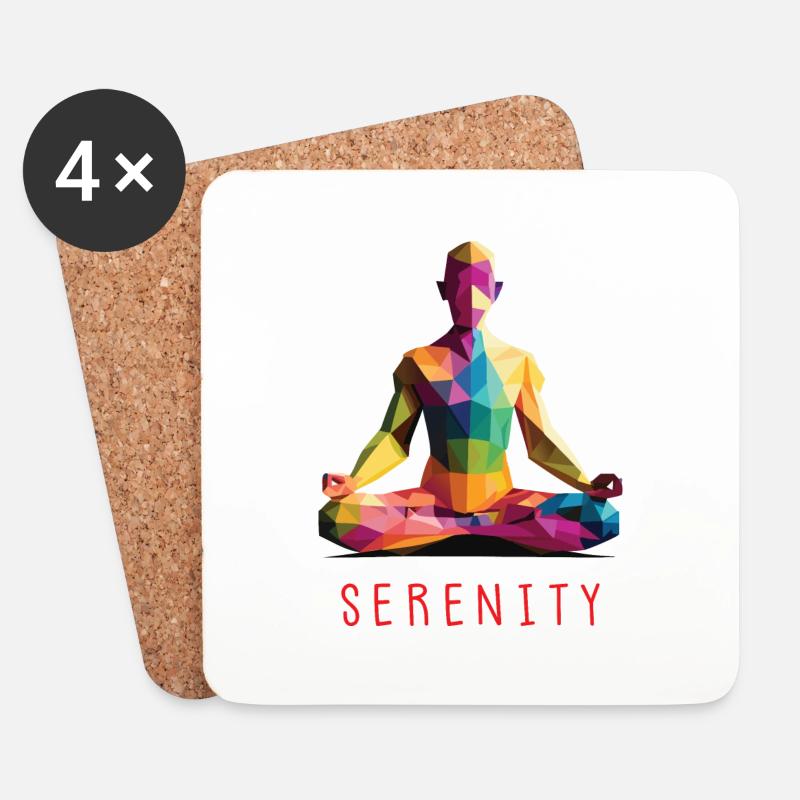 Gelassenheit - Meditation - Yoga - Low Poly - Untersetzer (4er-Set) - Weiß