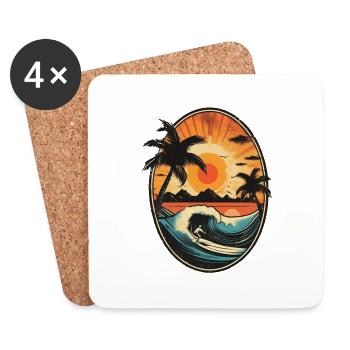 Surfen Strand Palme Sonnenschein Urlaub - Untersetzer (4er-Set) - Weiß - Vorne