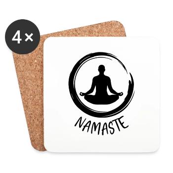 Yoga / Namaste / Lotus Flower - Coasters (set of 4) - white - Front