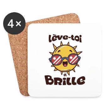 soleil brille chibi citation humour - Dessous de verre (lot de 4) - blanc - Devant