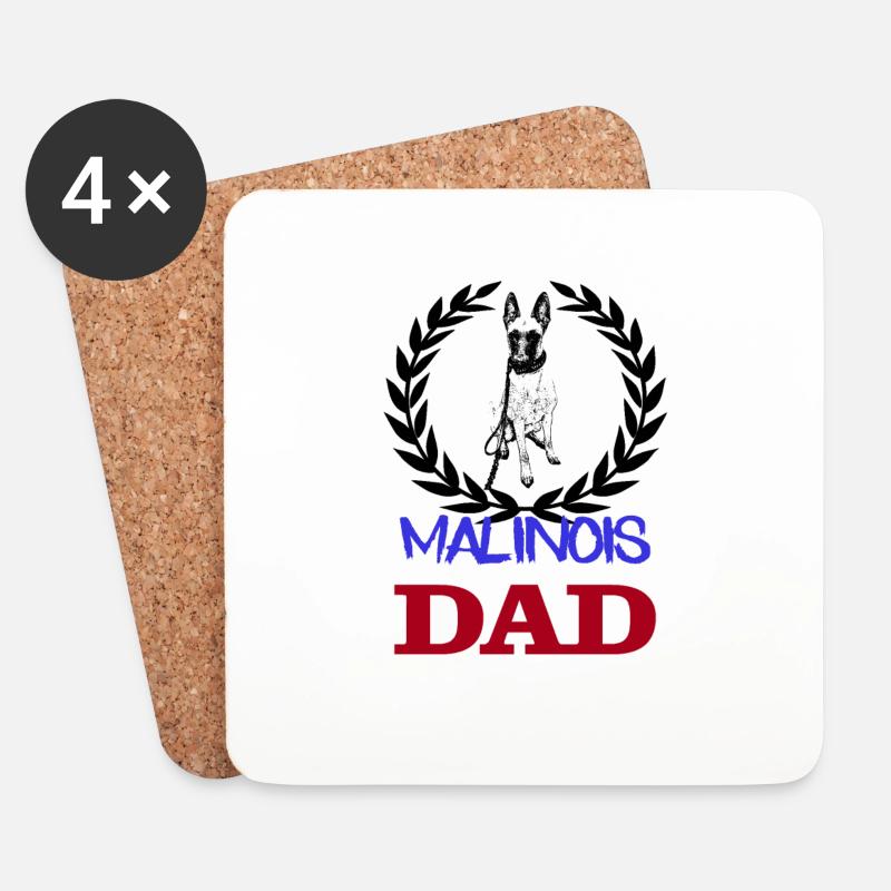 Malinois DAD - Untersetzer (4er-Set) - Weiß