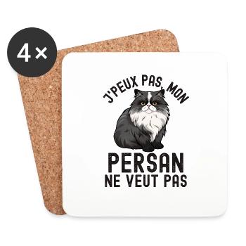 Chat de race persan - Dessous de verre (lot de 4) - blanc - Devant