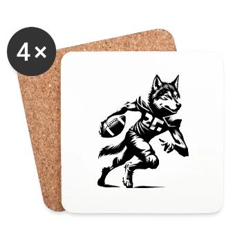 Wolf spielt American Football - Untersetzer (4er-Set) - Weiß - Vorne
