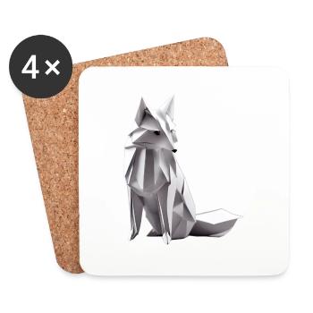 Arktischer Fuchs in Origami Stil - Untersetzer (4er-Set) - Weiß - Vorne