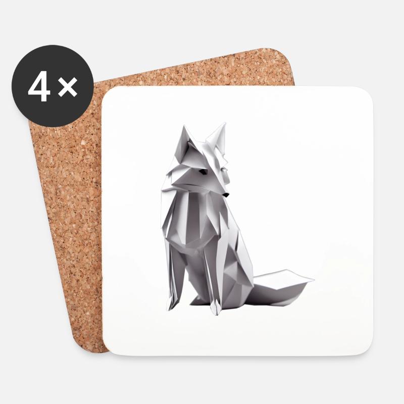 Arktischer Fuchs in Origami Stil - Untersetzer (4er-Set) - Weiß
