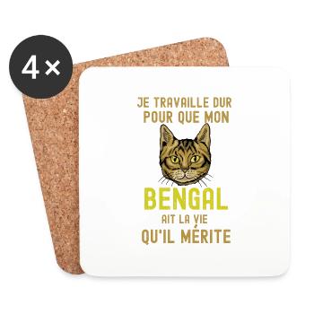 Je travaille dur pour mon bengal - Dessous de verre (lot de 4) - blanc - Devant