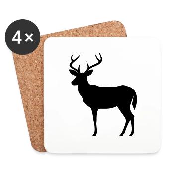 Cerf - Dessous de verre (lot de 4) - blanc - Devant