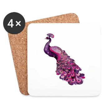 peacock bird colorful beautiful fantasy colorful - Coasters (set of 4) - white - Front
