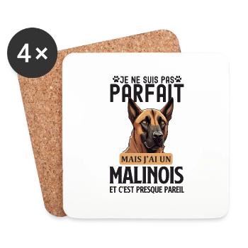 Berger belge malinois chien de race - Dessous de verre (lot de 4) - blanc - Devant