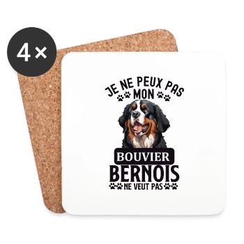 Chien de race bouvier bernois - Dessous de verre (lot de 4) - blanc - Devant