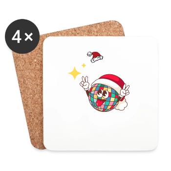 Fun Disco Christmas | XMAS - Dessous de verre (lot de 4) - blanc - Devant
