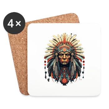 Native American Design Native American Head - Coasters (set of 4) - white - Front