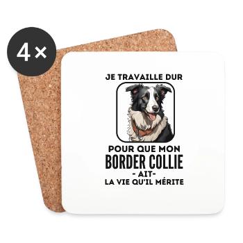 Chien de race border collie 5 - Dessous de verre (lot de 4) - blanc - Devant