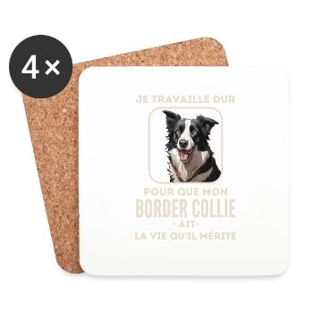 Chien de race border collie 6 - Dessous de verre (lot de 4) - blanc - Devant