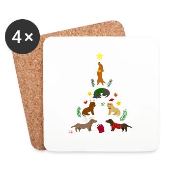 Dackel Tree Christmas - Dessous de verre (lot de 4) - blanc - Devant