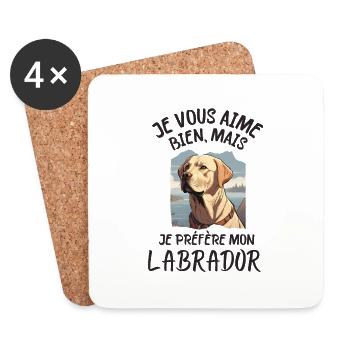 Chien de race Labrador - Dessous de verre (lot de 4) - blanc - Devant