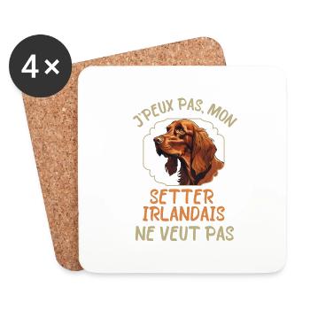 Chien de race setter irlandais - Dessous de verre (lot de 4) - blanc - Devant