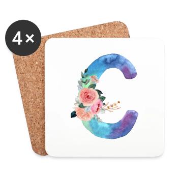 Buchstabe c Aquarell - Untersetzer (4er-Set) - Weiß - Vorne