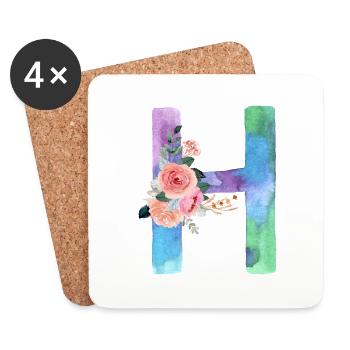 Buchstabe H Aquarell - Untersetzer (4er-Set) - Weiß - Vorne