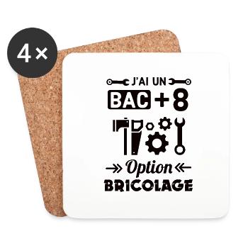 J ai un bac plus 8 option bricoleur - Dessous de verre (lot de 4) - blanc - Devant