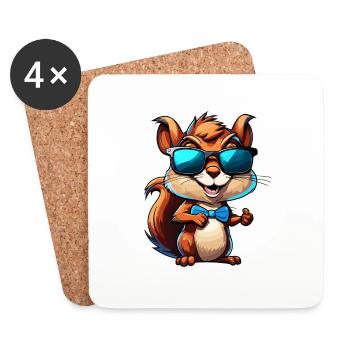 Squirrel / Animal / Rodent / Forest Animal / Comic - Coasters (set of 4) - white - Front