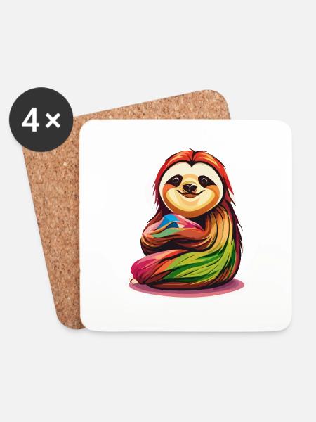 Cuddly Sloth - Coasters (set of 4) - white