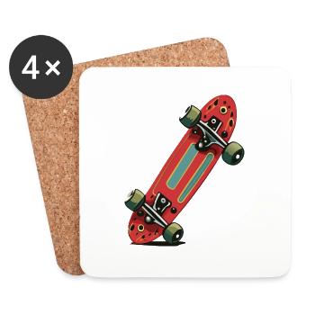 Skateboard - Untersetzer (4er-Set) - Weiß - Vorne