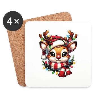 Festival of Lights with the Christmas Reindeer" - Coasters (set of 4) - white - Front