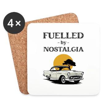 Fuelled by Nostalgia. Classic car graphic. - Coasters (set of 4) - white - Front