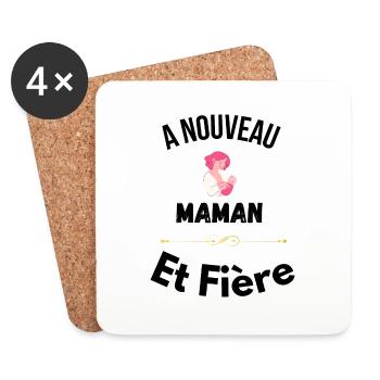 A Nouveau maman et Fière - Dessous de verre (lot de 4) - blanc - Devant