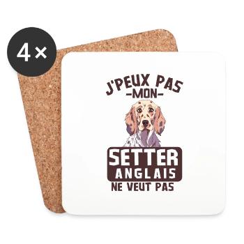 Setter anglais chien mignon - Dessous de verre (lot de 4) - blanc - Devant