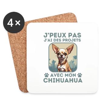 chien doux chihuahua 1 - Dessous de verre (lot de 4) - blanc - Devant