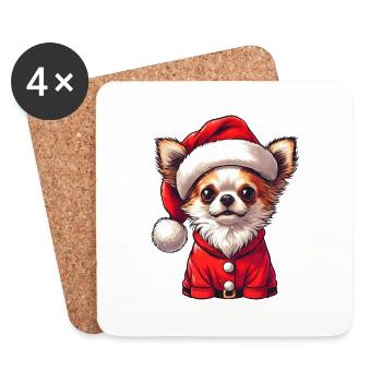 Cadeaux Chihuahua pour Noël - Dessous de verre (lot de 4) - blanc - Devant
