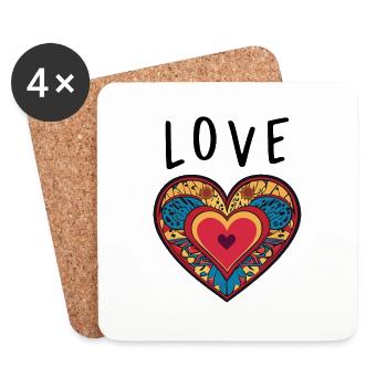 Amour - Cœur - Love - Dessous de verre (lot de 4) - blanc - Devant