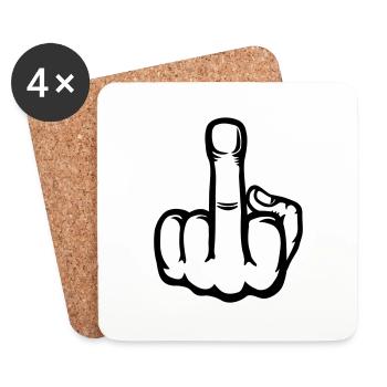 Mittelfinger Hand Symbol - Untersetzer (4er-Set) - Weiß - Vorne