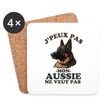 Drôle Aussie Berger Australien - Dessous de verre (lot de 4) - blanc - Devant