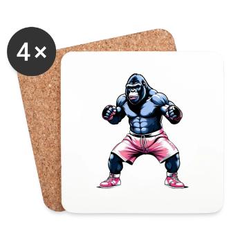 Boxen Gorilla Boxershorts - Untersetzer (4er-Set) - Weiß - Vorne
