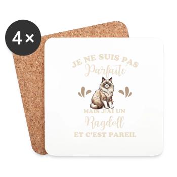 Chat doux Ragdoll - Dessous de verre (lot de 4) - blanc - Devant